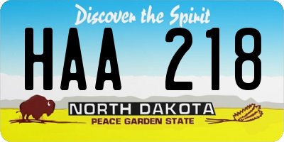 ND license plate HAA218