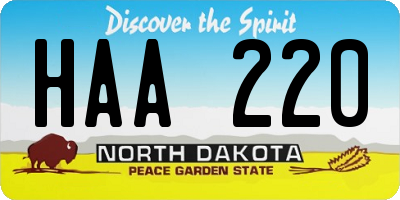 ND license plate HAA220