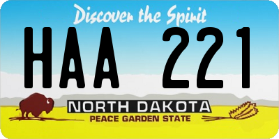 ND license plate HAA221