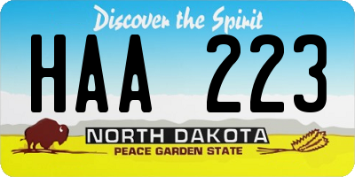 ND license plate HAA223