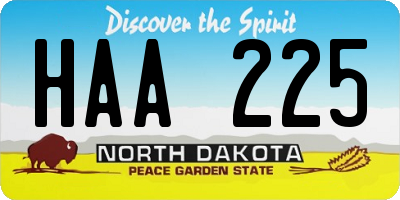 ND license plate HAA225