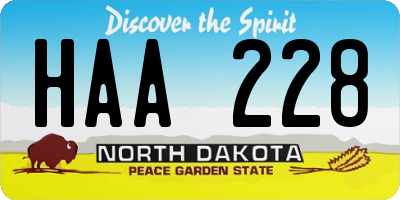 ND license plate HAA228