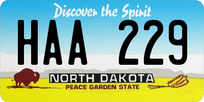 ND license plate HAA229