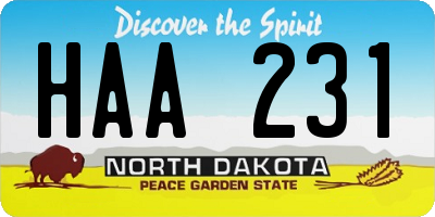 ND license plate HAA231