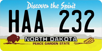 ND license plate HAA232