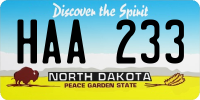 ND license plate HAA233