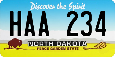 ND license plate HAA234