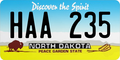 ND license plate HAA235