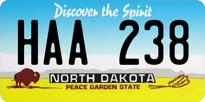 ND license plate HAA238