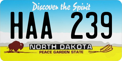 ND license plate HAA239