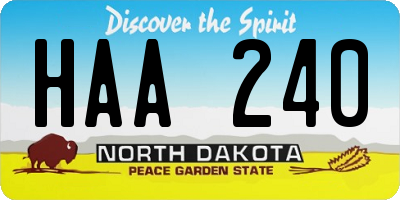 ND license plate HAA240