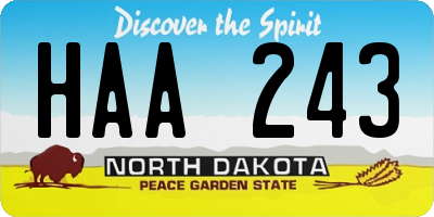 ND license plate HAA243