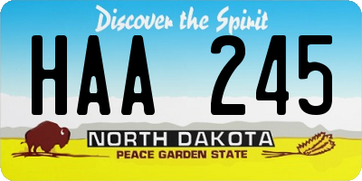 ND license plate HAA245
