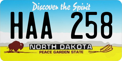 ND license plate HAA258