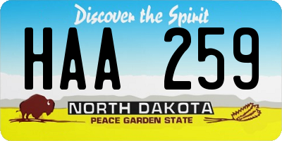 ND license plate HAA259