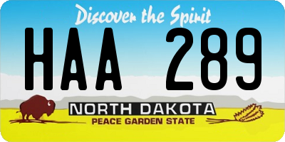 ND license plate HAA289