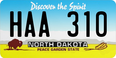 ND license plate HAA310