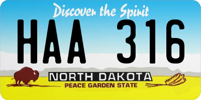 ND license plate HAA316