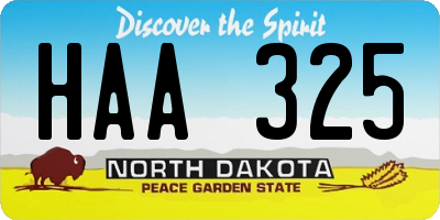 ND license plate HAA325