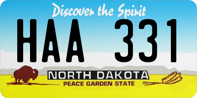 ND license plate HAA331