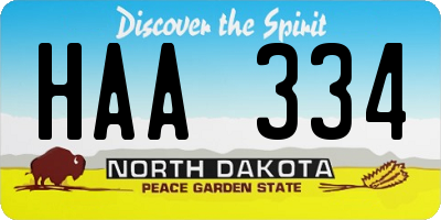 ND license plate HAA334