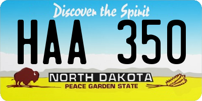 ND license plate HAA350