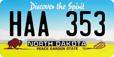 ND license plate HAA353