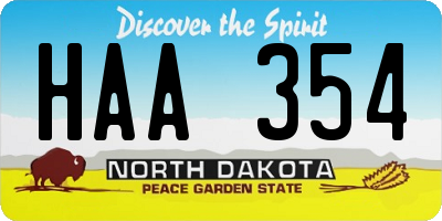 ND license plate HAA354