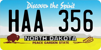 ND license plate HAA356