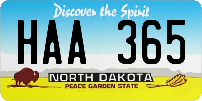 ND license plate HAA365