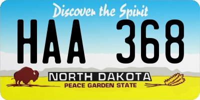 ND license plate HAA368