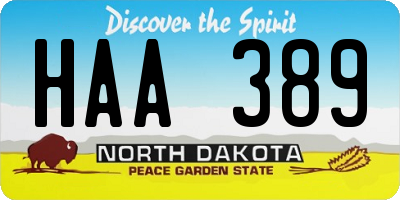 ND license plate HAA389