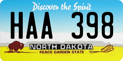 ND license plate HAA398