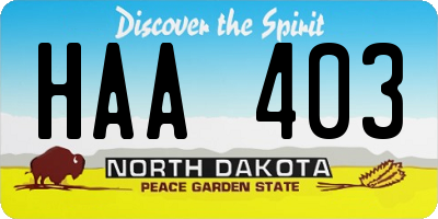 ND license plate HAA403