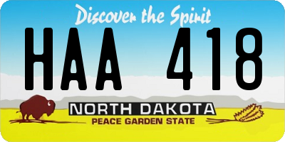 ND license plate HAA418