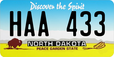 ND license plate HAA433