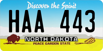 ND license plate HAA443