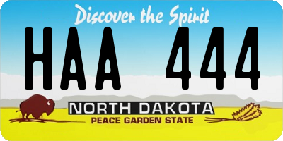 ND license plate HAA444