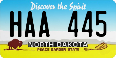 ND license plate HAA445