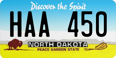 ND license plate HAA450