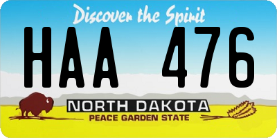 ND license plate HAA476