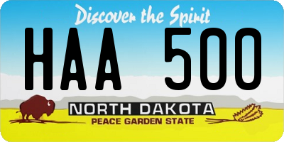 ND license plate HAA500