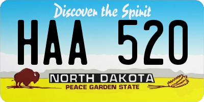 ND license plate HAA520