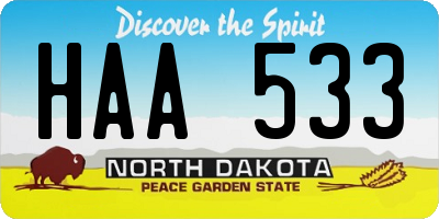 ND license plate HAA533