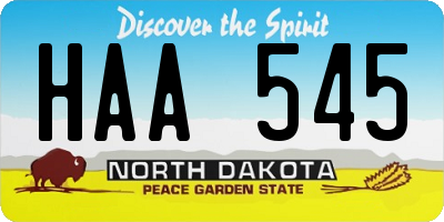 ND license plate HAA545