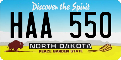 ND license plate HAA550