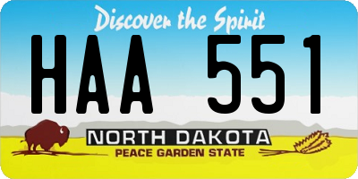 ND license plate HAA551