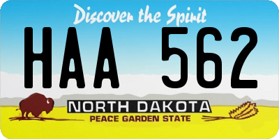 ND license plate HAA562