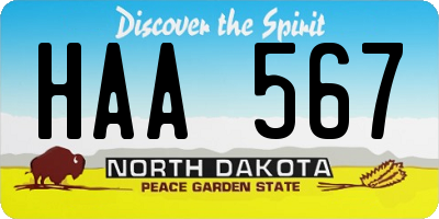 ND license plate HAA567