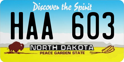 ND license plate HAA603